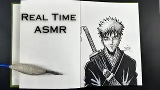 {ASMR} Drawing Ichigo Kurosaki Bleach | Real Time