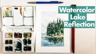 Watercolor Tutorial for Beginners How to Paint Water Reflection with Pine Trees