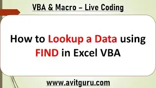 How to Lookup a Data using FIND in Excel VBA