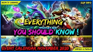 Event Calendar November 2020 - Empires and Puzzles |E&P INFO|