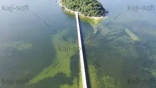 ドローン空撮映像・愛知県・三河湾・竹島・北側・見下ろし・チルトアップ