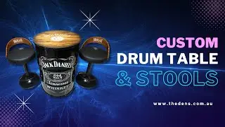 Custom Drum Barrel Table and Stools