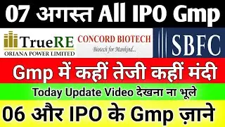 🔴 7 अगस्त All IPO latest Gmp 🔴  SBFC Finance IPO 🔴 TVS Supply Chain IPO GMP 🔴 Concord Biotech IPO