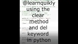 Using the Clear Method and Del with Set in Python 