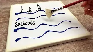 Abstract Sailboats | Easy Acrylic  Painting on Canvas Step by Step Satisfying Demo#4 |Creative World