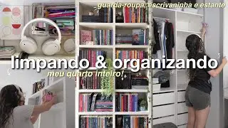 LIMPANDO & ORGANIZANDO MEU QUARTO 🫧 guarda-roupa, escrivaninha e estante - preparação para 2025!