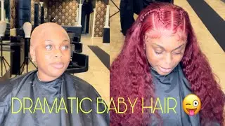 🌹 HOW TO DO DRAMATIC BABY HAIR | RED CURLY LACE WIG 🥰
