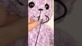 Stitch a Bear Face with me! #sew #embroidery #fiberart #crochet #amigurumi #tutorial #flystitch #diy