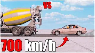 Beamng Drive | Mercedes Benz C 32 With Dummy VS MAN 700 km/h | car torture