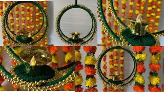 Woolen Craft Ideas | Diwali Decoration Craft Ideas | Hanging Diya Decoration Ideas At Home