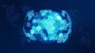 Blue Technology Icon & Hexagon Shape Background 4K Vj Loop Video | No Copyright Background Video