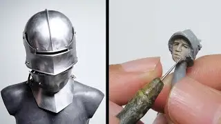 Sculpting miniature - Medieval Sallet helmet and Head sculpt