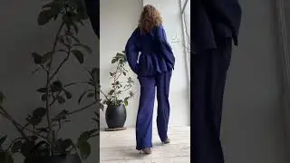💙 Шелковый брючный костюм-кимоно "Гейша blue"