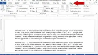 Margins in word