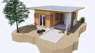 Idea to build EP.44 single-family houses, 1 bedroom, 1 bathroom, 1 car park with flat roof