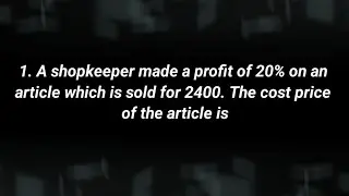 A shopkeeper made a profit of 20% on an article which is sold for 2400.The cost price of the article