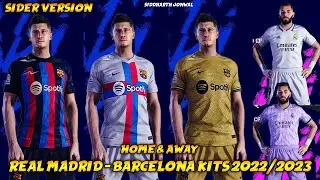 REAL MADRID AND BARCELONA 2022/2023 KITS PES 2021 SIDER VERSION FREE DOWNLOAD
