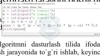 15 dars Pythonda sodda masalalarni dasturlash