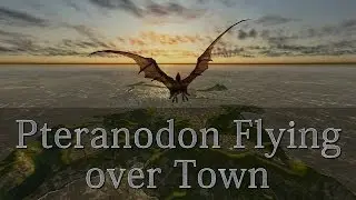 Pteranodon Flying over Town