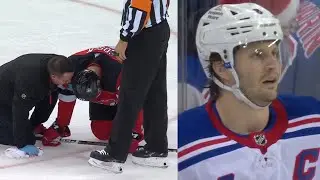 Trouba's big hit sends Nosek to the locker room