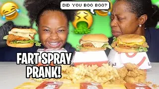FART SPRAY MUKPRANK ON MY MOM! (SHE MADE ME GO CHECK MY PANTS) CHIKFILA MUKBANG