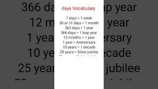 days vocabulary। #days #week #years