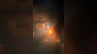 The terrorists try to burn tires and sow down the advance of the Israeli military vehicles#israel