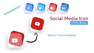 Social media icons using HTML and Css | Back to Front Animation |Grassmorphism social icon @ravied