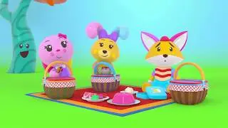 Rabbit and Dogsy Sharing Food with Fox