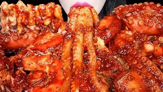 ASMR SPICY SEAFOOD BOIL, MUSHROOMS 매운 해물찜 요리 먹방 OCTOPUS, SQUID, SHRIMP MUKBANG 문어,버섯 EATING SOUNDS