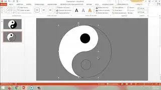 Logo de Yin Yang en PowerPoint utilizando combinar formas (Fragmentar y Unión).