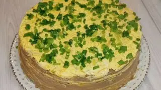 Закусочный торт с куриной печенью