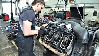 Assembling a Scania V8 16L 510 HP engine - Truck engine diagnostics and repair - Motors Truck