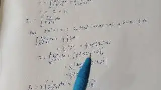 Evaluate the definite integral integration limit 0 to 1 of the function (2x+3)/(5x²+1) .