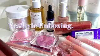 [ASMR]  A Chaotic ✨ Huge YesStyle ✨ Unboxing Haul (Romand, SKIN1004, Etude) | faeyeshmile