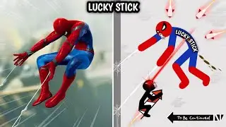 Spiderstickman vs Spiderman Funny Moments and Epic Moments / Stickman Dismounting