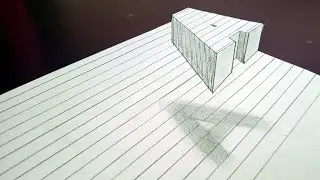 3D trick art on line paper | Floating Letter A | rAmArts | 3D Drawing