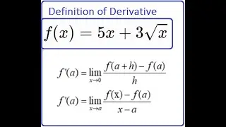265: 2.2 #1: Definition of the derivative: y=5x+3sqrt(x)