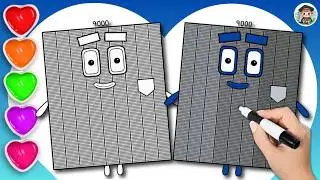 Numberblock 9000 Coloring for Kids and Toddlers – Easy Step-by-Step Drawing!