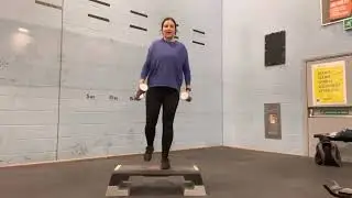 Dumbbell step up leg exercise
