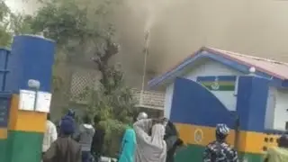 BREAKING: Kano Police Headquarters Currently On Fire