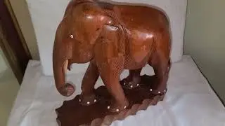 Vintage Handcrafted Teakwood Elephant Sculpture