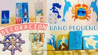 Decoré mi baño con materiales reciclados | Decoración marina náutica ⚓️🌊🧜‍♀️🐚🦀🐠