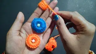 Woolen Flower | Handmade Woolen Tread Flower Making Idea |Easy Flower Embroidery Trick |