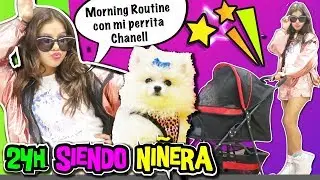 🐶 RUTINA de la MAÑANA siendo NIÑERA de mi PERRITA 🌈 24 horas SIENDO MADRE  POR UN DÍA challenge