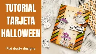 Tutorial tarjeta - Escena de halloween con Pixi Dust Design - Distress Vintage