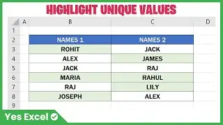 Highlight Unique Values in Excel using Conditional Formatting