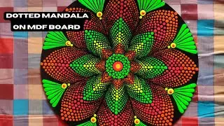 dotted mandala art with neon colours on mdf board | dotted mandala art | 