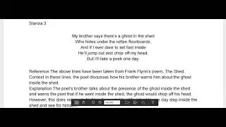 THE SHED CLASS 7 POEM
