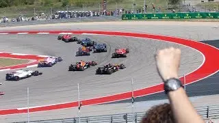 Start Of The 2017 United States Grand Prix From Turn 1